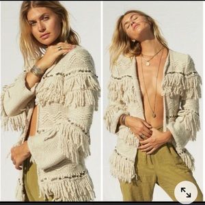 Jens pirate bootie fringe coat/cardigan in black